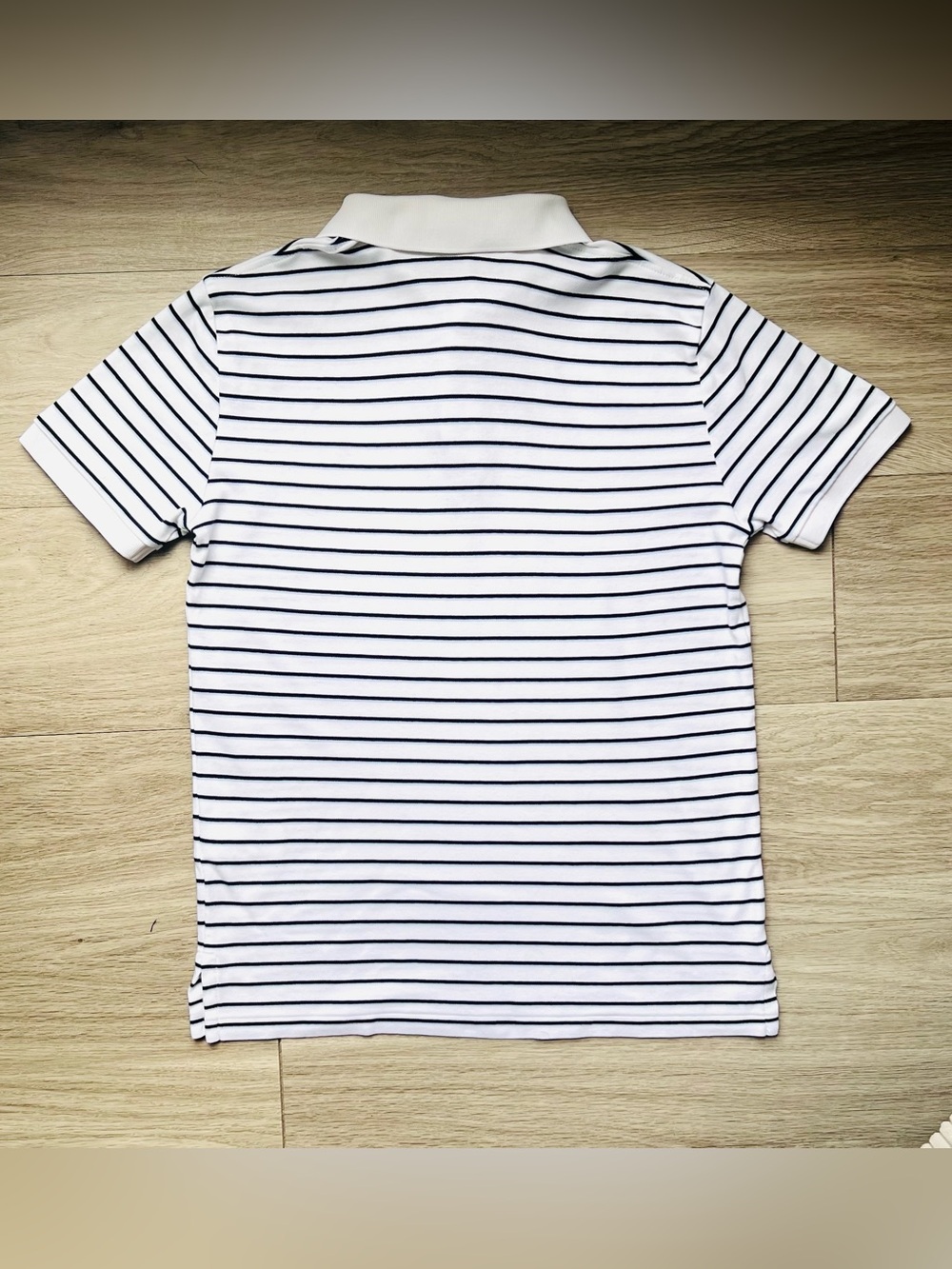 Men's Polo by Ralph Lauren White and Navy Striped Polo Shirt - Small - Picture 6 of 8